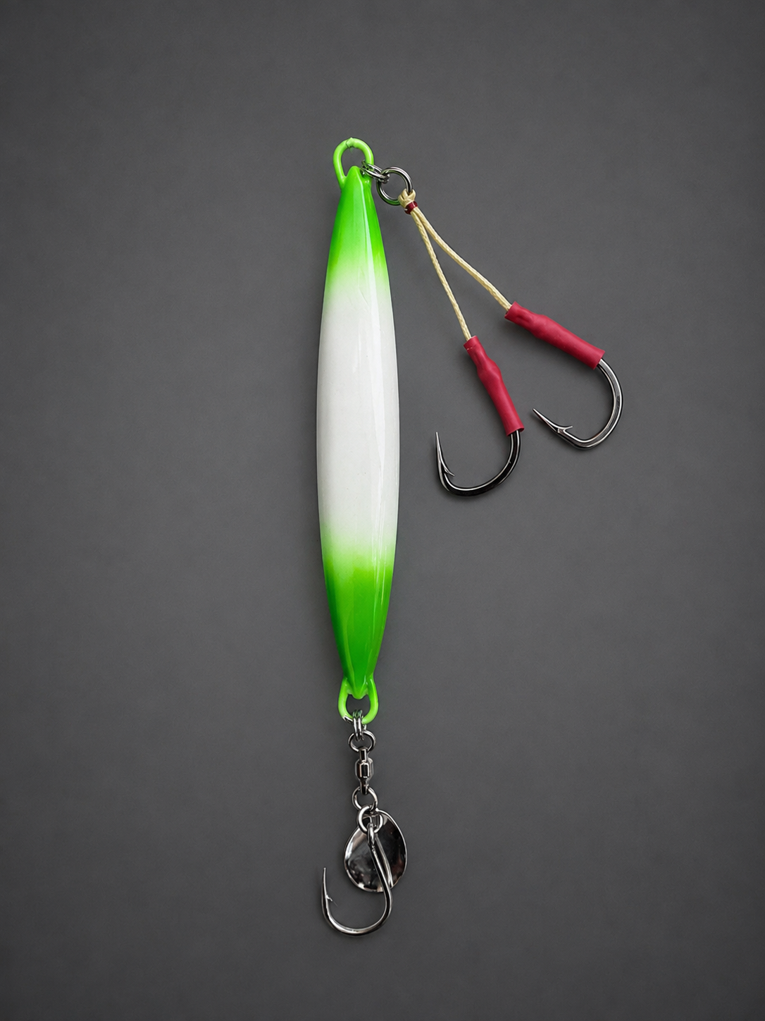 Jig métallique haute visibilité vert et blanc