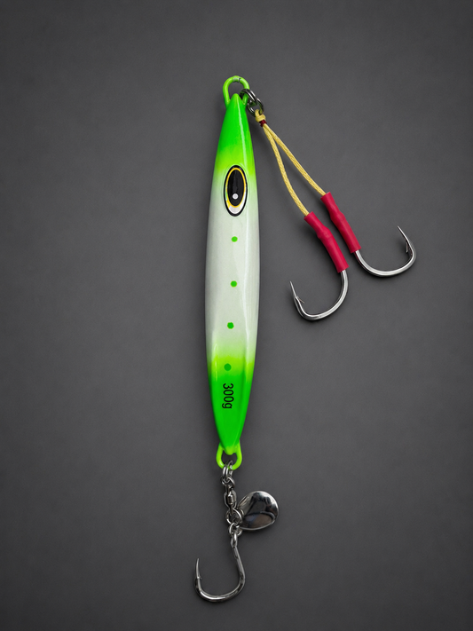Jig métallique haute visibilité vert et blanc